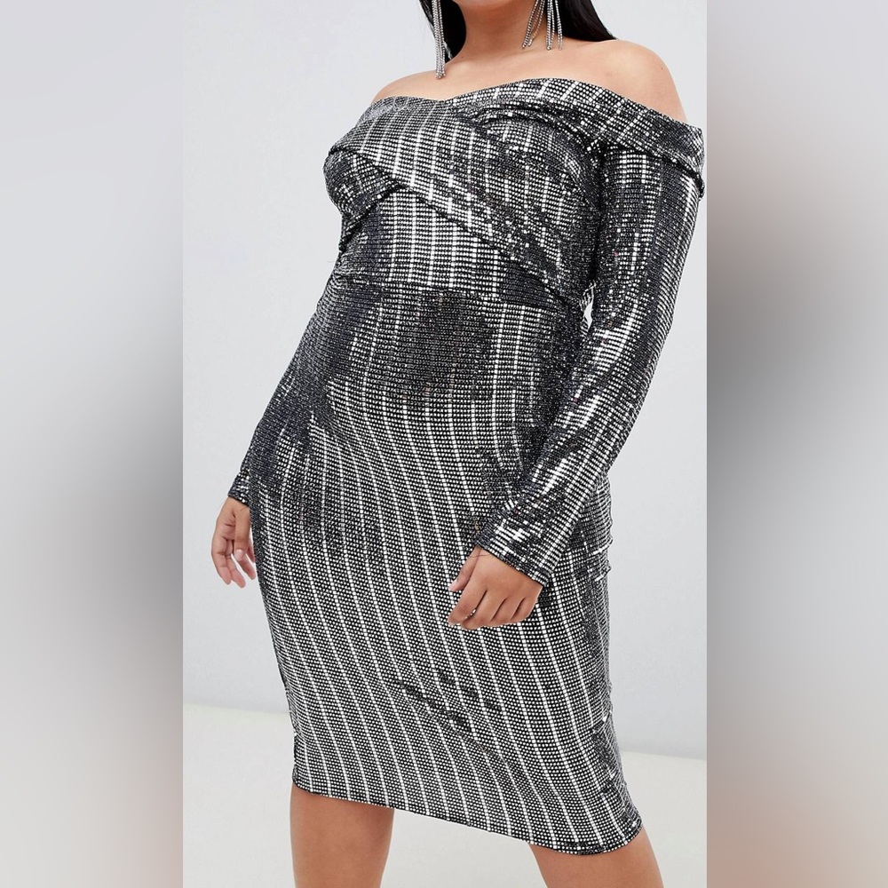 Mirrored off the shoulder party dress
